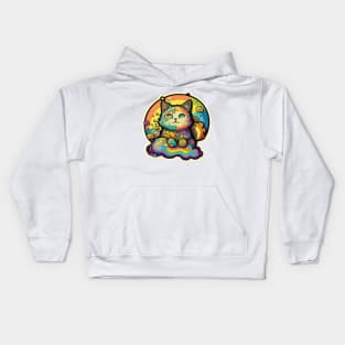 Groovy Psychedelic Cat Kids Hoodie